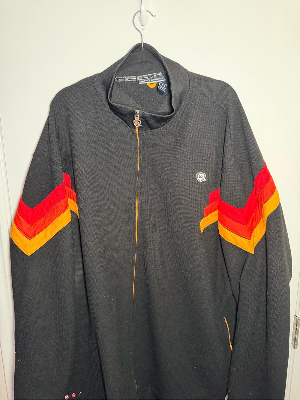 Roca Wear Men’s 4XL Black Full Zip Track Jacket Red Orange Stripe Big Tall